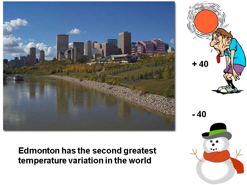 Edmonton has the second greatest temperature variation in the world